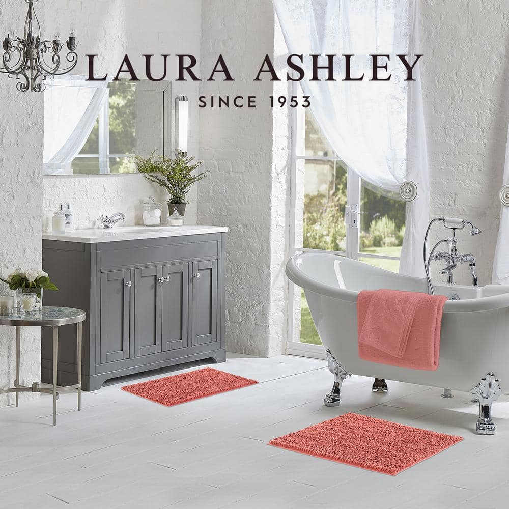 Coral Chenille Non-Slip Polyester Bath Mat Set