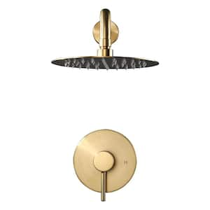 Single Handle 5-Spray Patterns Shower Faucet 1.8 GPM with High Pressure Showerhead and Valve in Gold