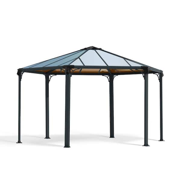 Monaco Hexagonal 13 ft. x 15 ft. Gray/Bronze Outdoor Gazebo