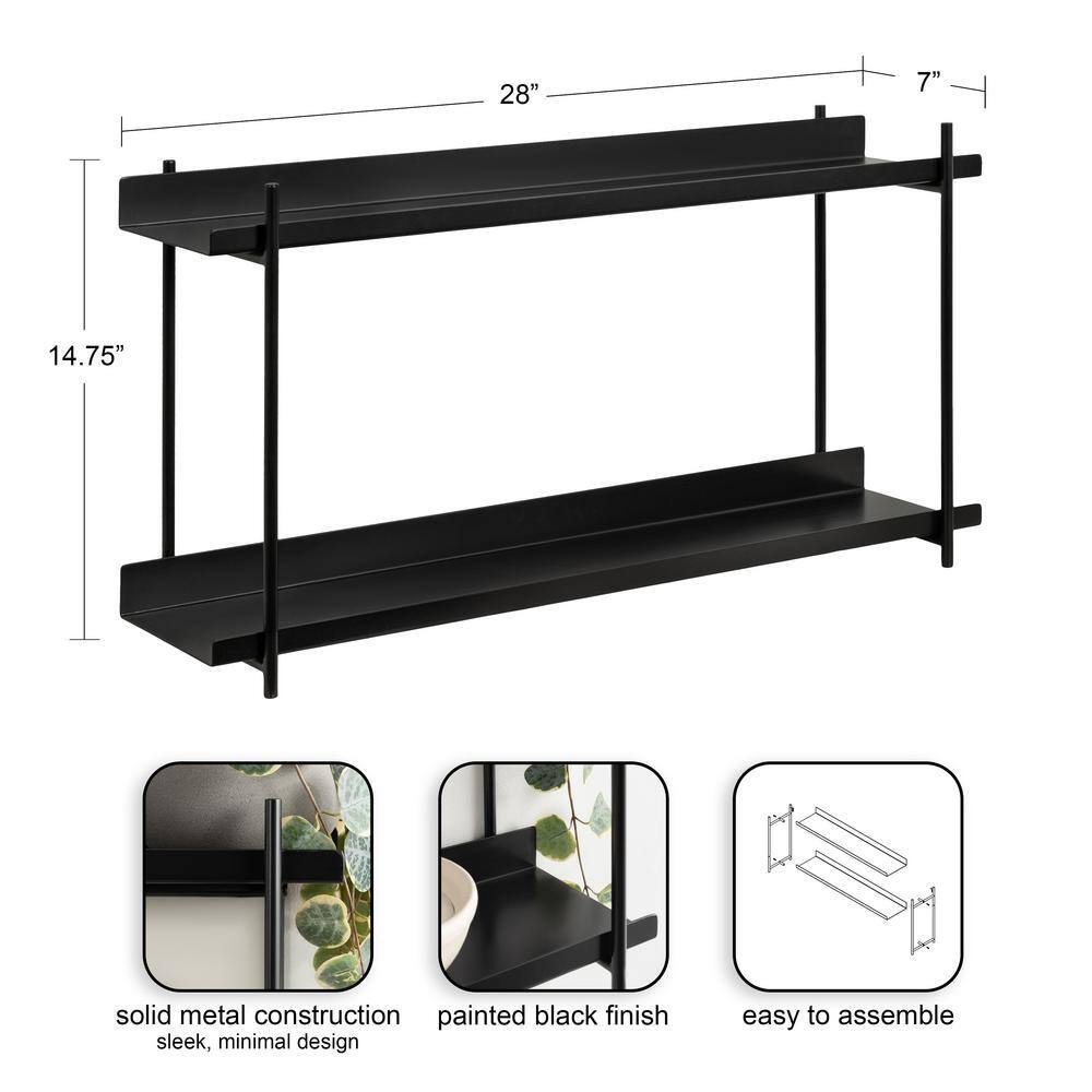 Dominic Black Metal 2-Tier Floating Wall Shelf