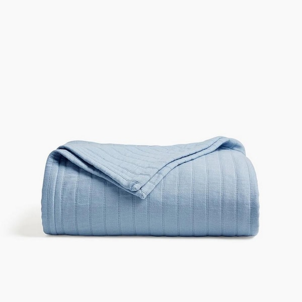 Truly Soft Channel Organic Cotton Full Queen Blanket in Light Blue