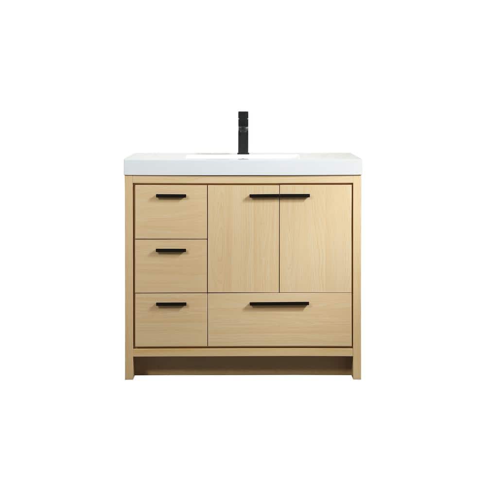 Timeless Home 36 in. W Single Bath Vanity in Maple with Resin Vanity Top in