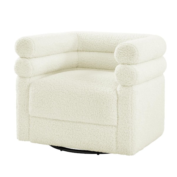 JAYDEN CREATION Regina Ivory Modern Swivel Chair with 1-Pillow