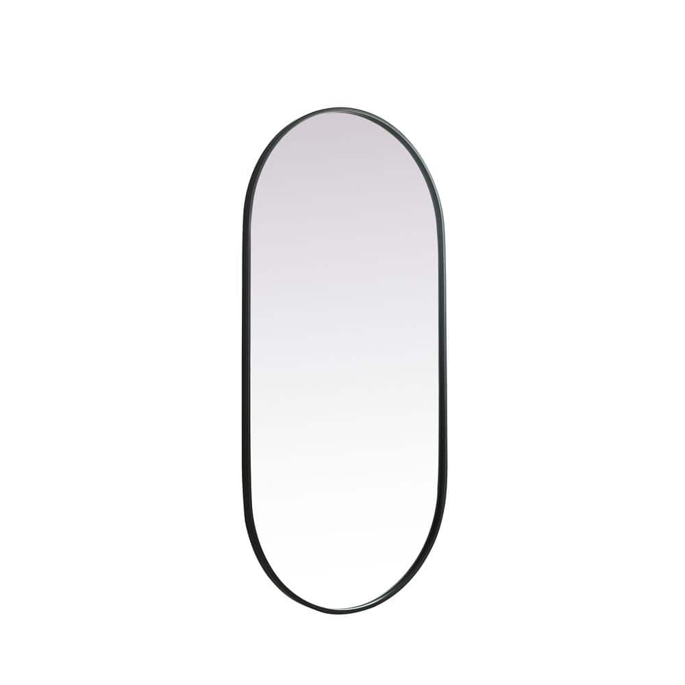 Black Metal Framed Oval Full Length Vanity Mirror
