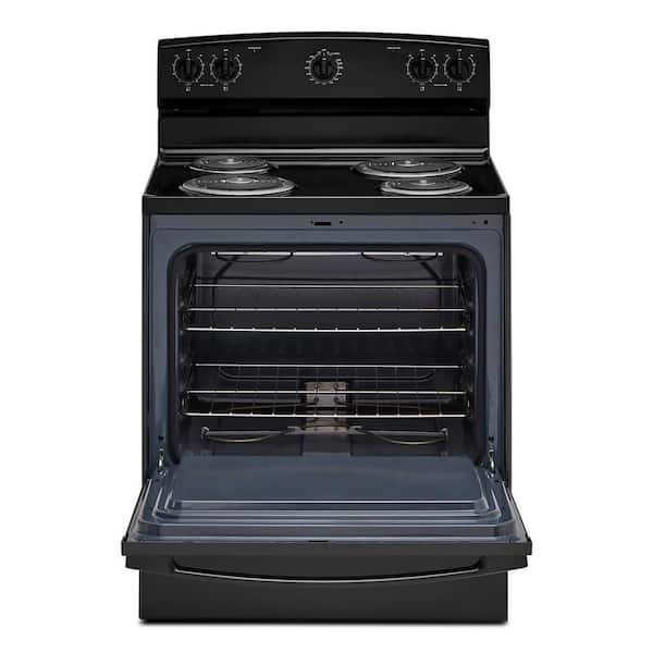 30 in. 4 Burner Element Freestanding Electric Range in Black with Easy-Clean Glass Door