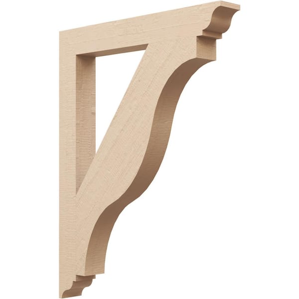 Ekena Millwork 3.5 in. x 36 in. x 28 in. Funston Traditional Rough Cedar Woodgrain Timberthane Polyurethane Bracket, Primed Tan