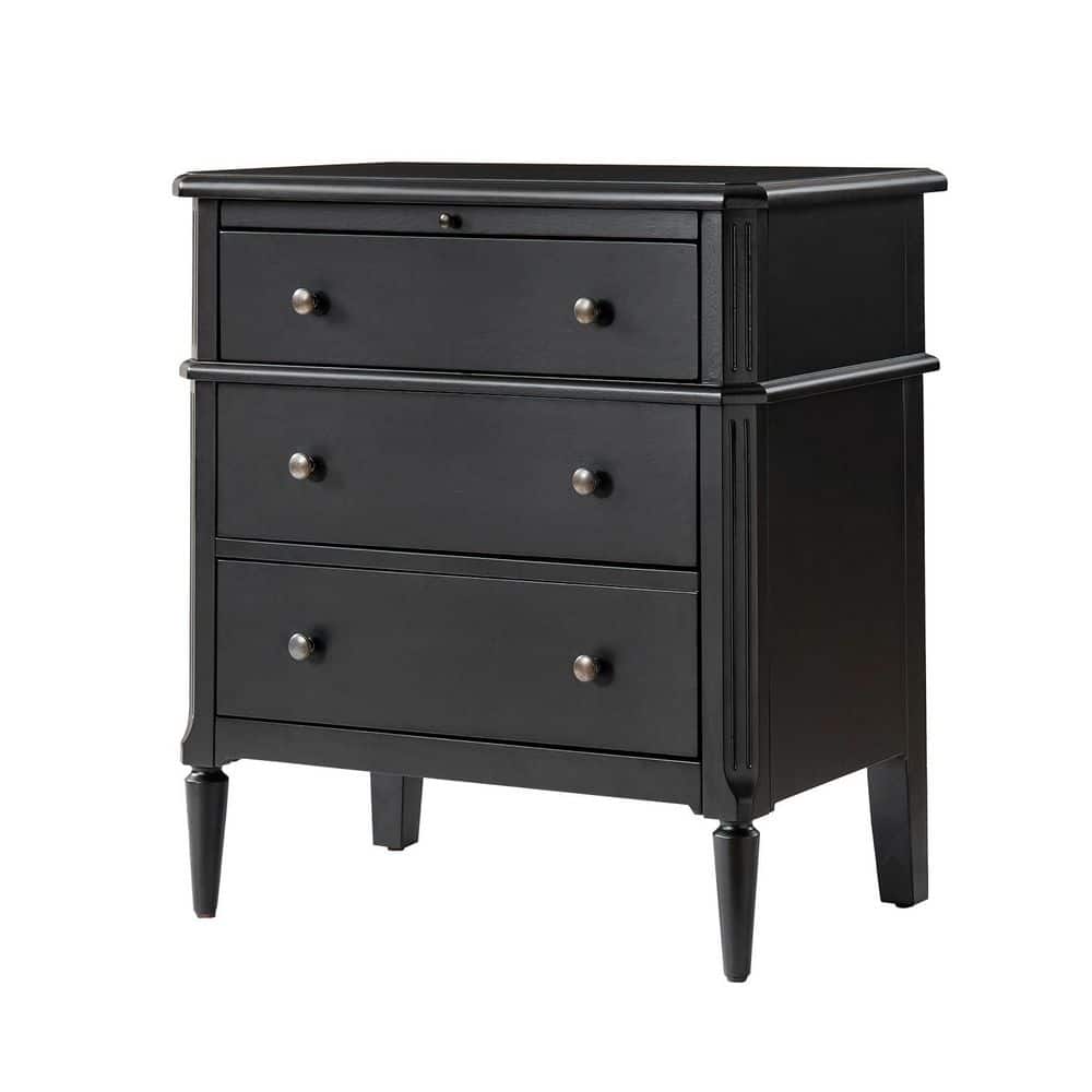 Fabien Walnut 3-Drawer 28 in. W Nightstand with Solid Wood Legs - thumbnail 8