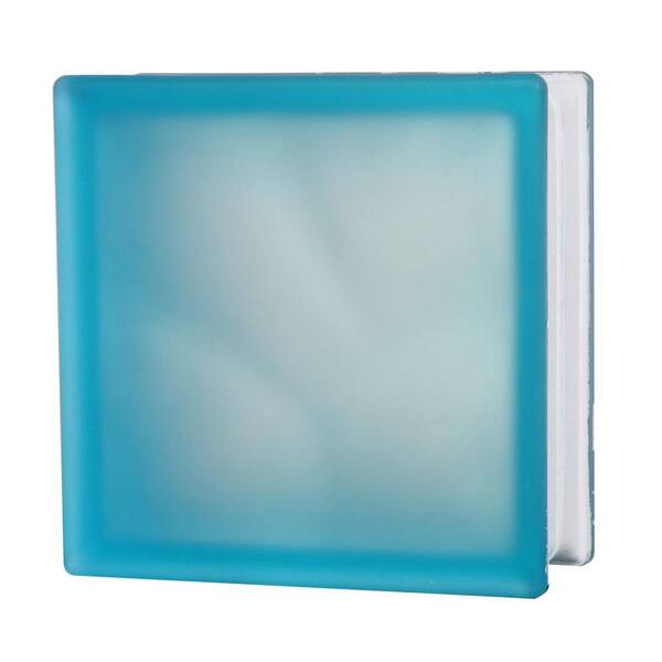 TAFCO WINDOWS 7-1/2 in. x 7-1/2 in. Misty Wave Pattern Aqua Glass Block 5/CA