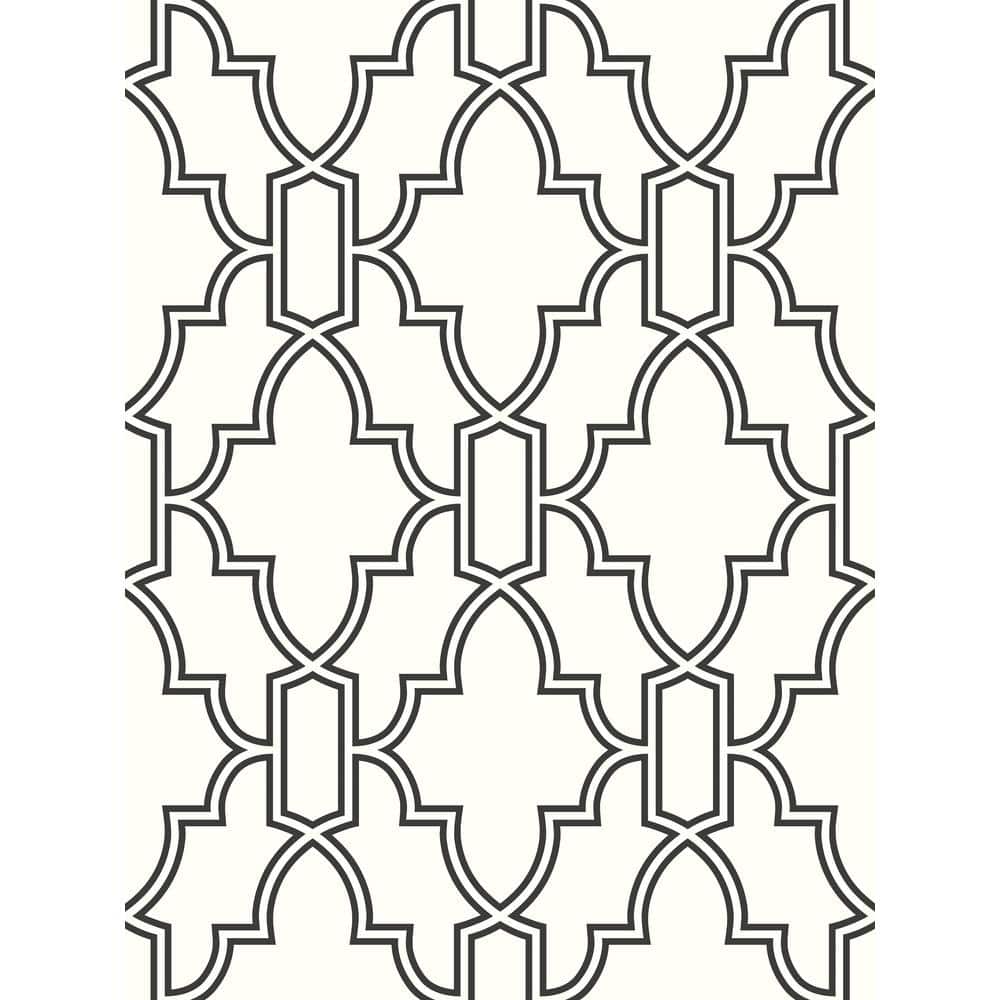 Black and White Vinyl Geometric Peel and Stick Wallpaper