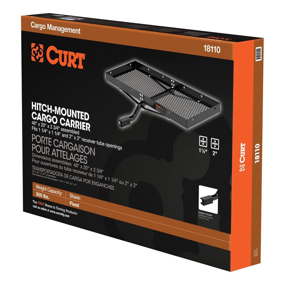 Black Steel Tray-Style Hitch Cargo Carrier for Vans