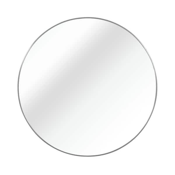 Unbranded 32 in. W x 32 in. H Round Framed Wall Mount Bathroom Vanity Mirror in Silver