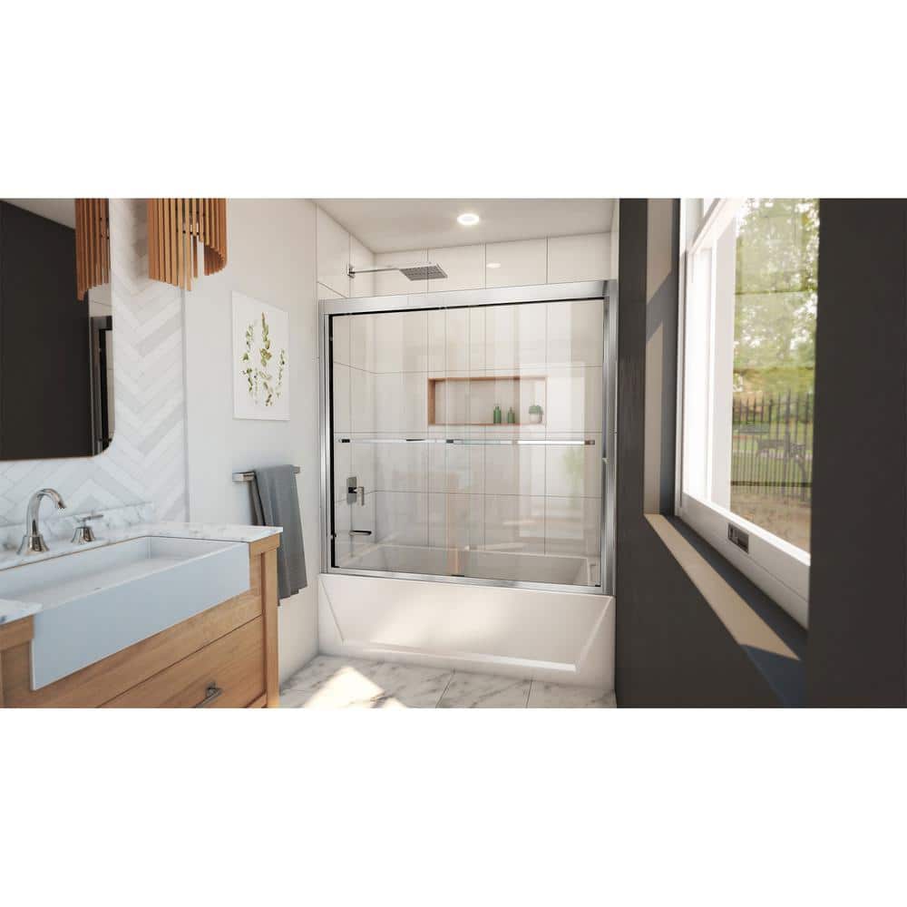 Duet Plus 55-59" Chrome Semi-Frameless Sliding Tub Door