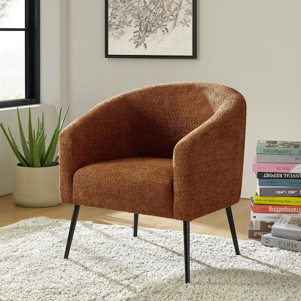 JAYDEN CREATION Gideon Rust Modern Boucle Armchair with Metal Legs