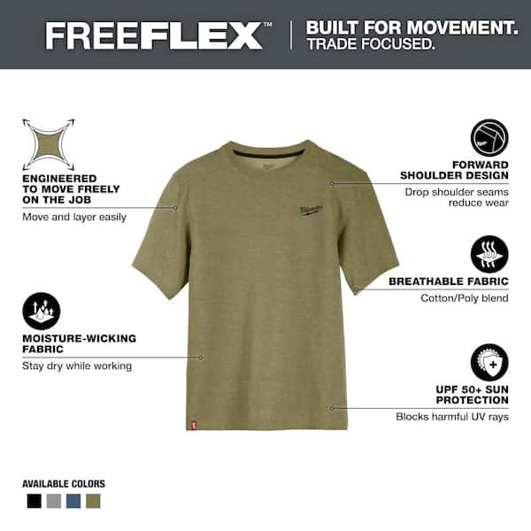 Men's Large Green Cotton/Polyester Short-Sleeve Hybrid Work T-Shirt (3-Pack)
