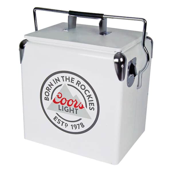 RetroIce Chest Beverage Cooler with Bottle Opener 13L (14 qt.) 18 Can, White and Silver