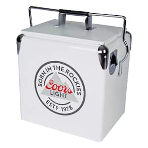 RetroIce Chest Beverage Cooler with Bottle Opener 13L (14 qt.) 18 Can, White and Silver