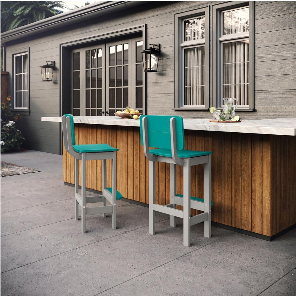 Shoreline Cove Gray / Seaglass Blue HDPE Bar-Height Stool price history on PriceWatchPro