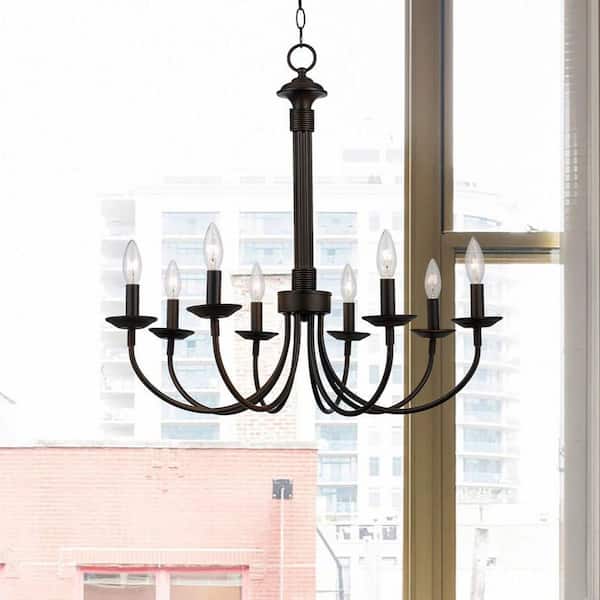 Bel Air Lighting Candle 8-Light Oil Rubbed Bronze Candle Chandelier Light Fixture