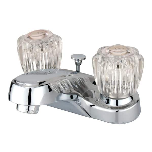 Kingston Brass Americana 4 in. Centerset 2-Handle Bathroom Faucet with Plastic Pop-Up in Polished Chrome