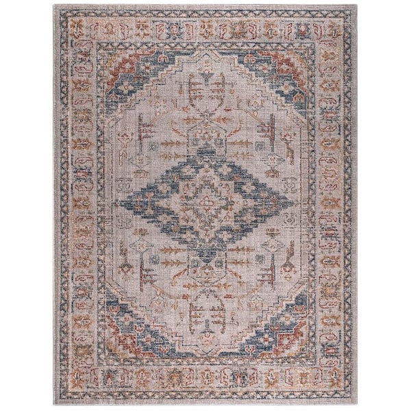 10 ft. x 8 ft. Orange Multi Vintage Medallion Woven Area Rug