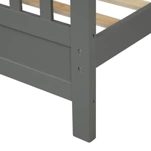 Gray Wood Frame Wood Twin Size Platform Bed with Headboard and Footboard