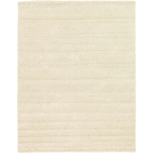 Solid Shag Pure Ivory 9 ft. x 12 ft. Area Rug