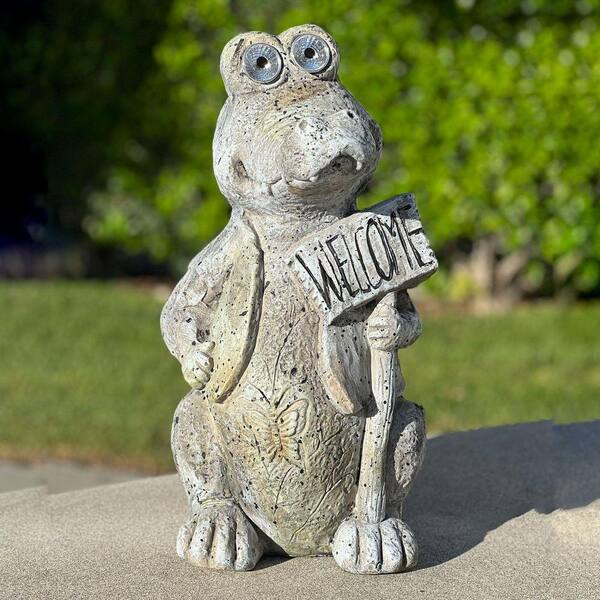 Galt International Crocodile Garden Statue w/ LED Solar Lights 19