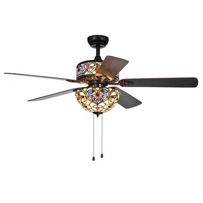 WAREHOUSE OF TIFFANY Kalsti 52 in. Indoor Matte Black Ceiling Fan with ...