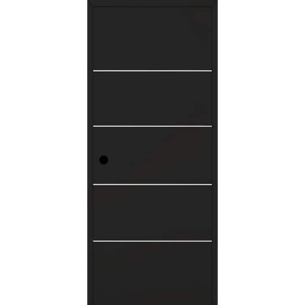 Optima 4H N DIY-Friendly 32 in. х 80 in. Right-Hand Black Matte Composite Wood Single Prehung Interior Door
