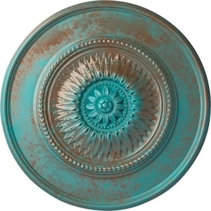 23-1/2 in. x 2-3/4 in. Floral Urethane Ceiling Medallion, Copper Green Patina