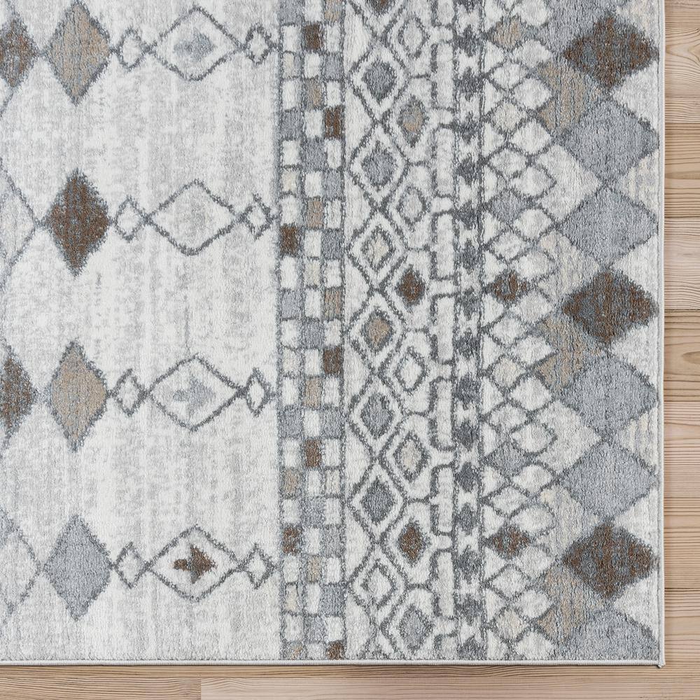 Gray and Beige Geometric Moroccan Polypropylene Area Rug 9' x 12'