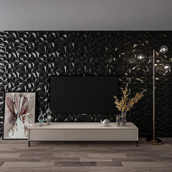 Art3d® Decorative 3D Wall Panels PVC Diamond Design Black Silver