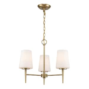Horizon 3-Light Gold Hanging Chandelier Light Fixture with Frosted Glass Shades
