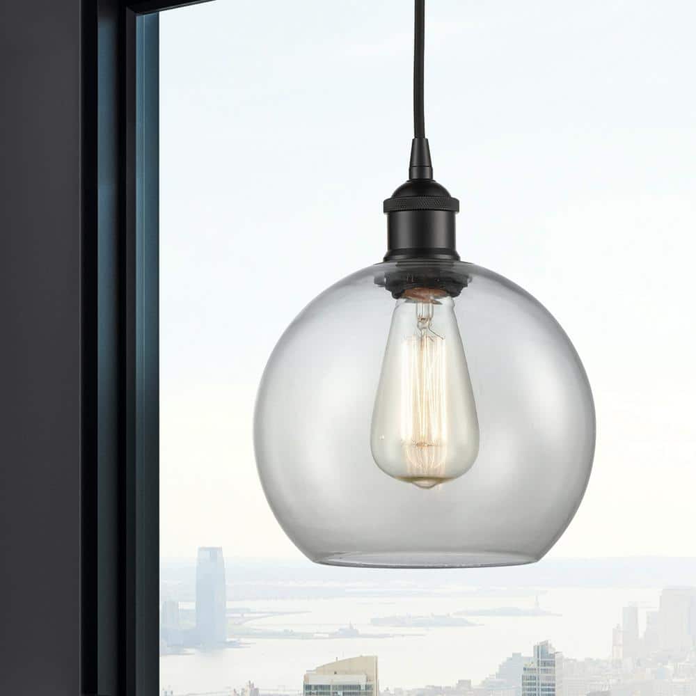 Matte Black Mini Pendant Light with Clear Glass Shade