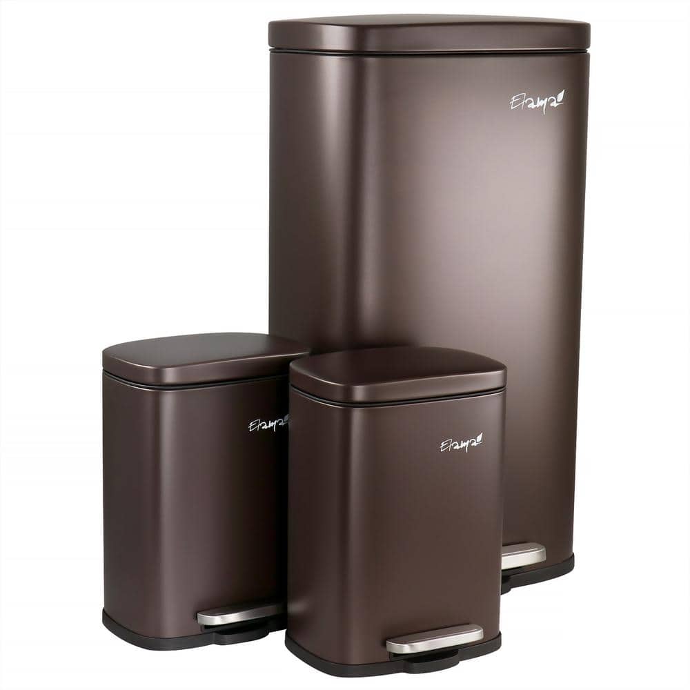 30 l and 5 Liter Stainless Steel Step Trash Bin Combo Set with Slow Close M