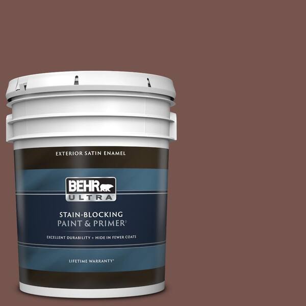 BEHR ULTRA 5 gal. #PPU2-20 Oxblood Satin Enamel Exterior Paint & Primer