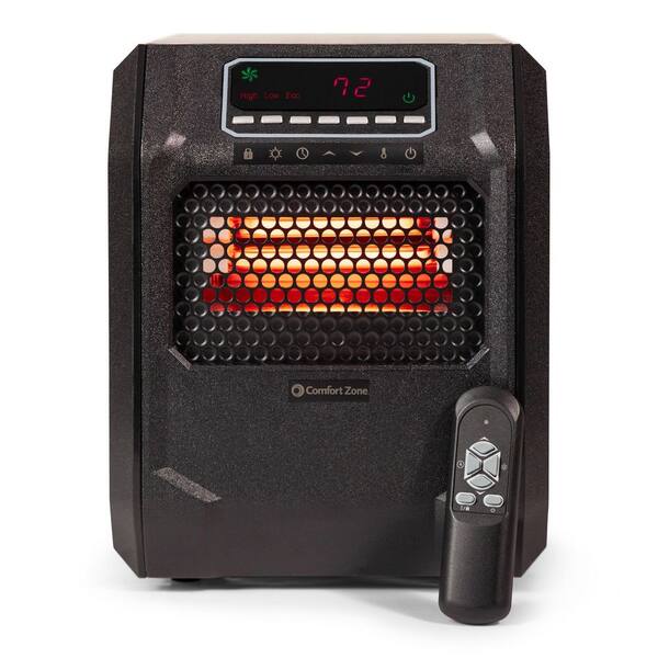 Comfort Zone 1,500-Watt Electric Digital Quartz Infrared Cabinet Space  Heater with Remote Control in Black CZ2018 - The Home Depot