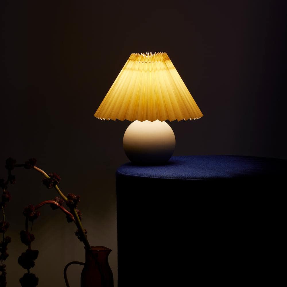 Serena Beige Ceramic Globe Table Lamp with Pleated Shade