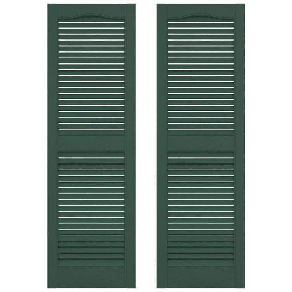 12 in. x 67 in. Louvered Vinyl Exterior Shutters Pair in Forest Green price history on PriceWatchPro