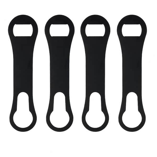 2-in-1 Stainless Steel Bar Key Flat Bottle Opener and Pour Spout Remover, Black, Set of 4 Beer Bartender