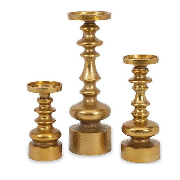 Home Decorators Collection Karenza Gold Metal Candle Holder (Set of 3)