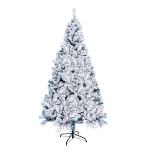 7.5 ft. White Unlit Artificial Christmas Tree with 1400 Branch Tips, Metal Hinges and Foldable Base