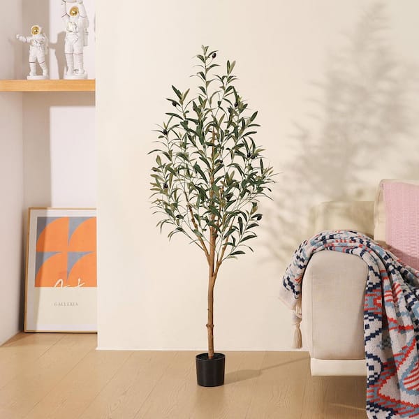 DR.Planzen 4 ft. Artificial Olive Tree, Lifelike Fruits and