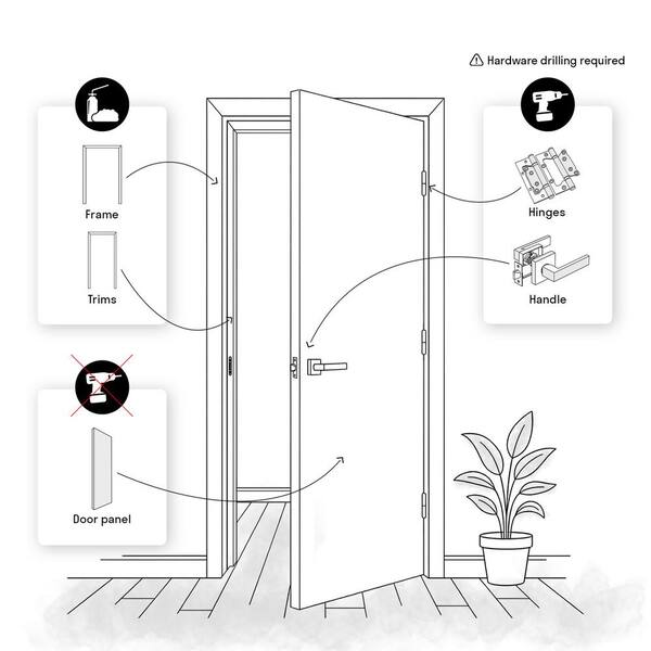Sartodoors 36 in. x 96 in. Universal Handling Frosted Glass Solid
