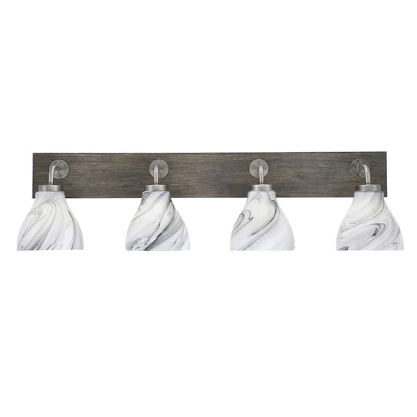 Unbranded Kirby 37 in. 4-Light Graphite and Painted Distressed Wood-look Metal Vanity Light