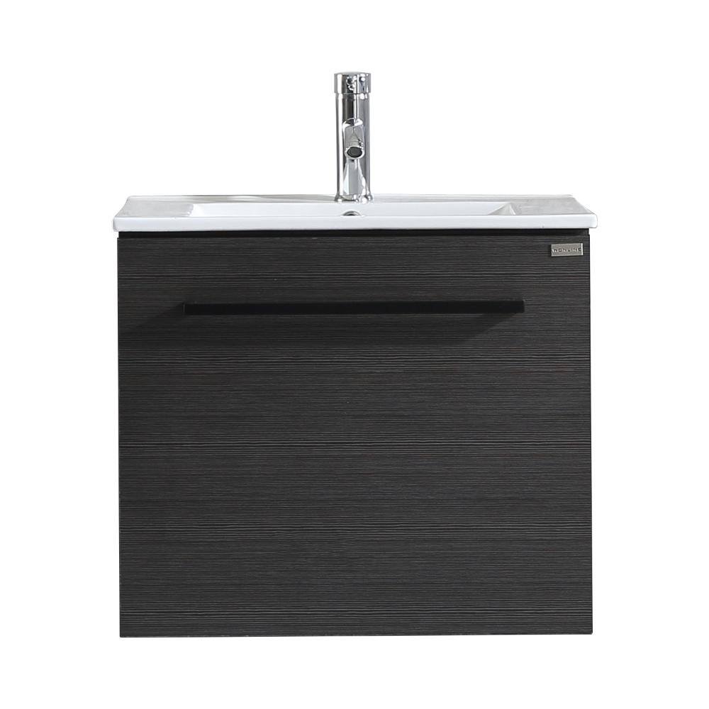 24 in. Single Ceramic Undermount White Sink Floating Bath Vanity in Black price history on PriceWatchPro