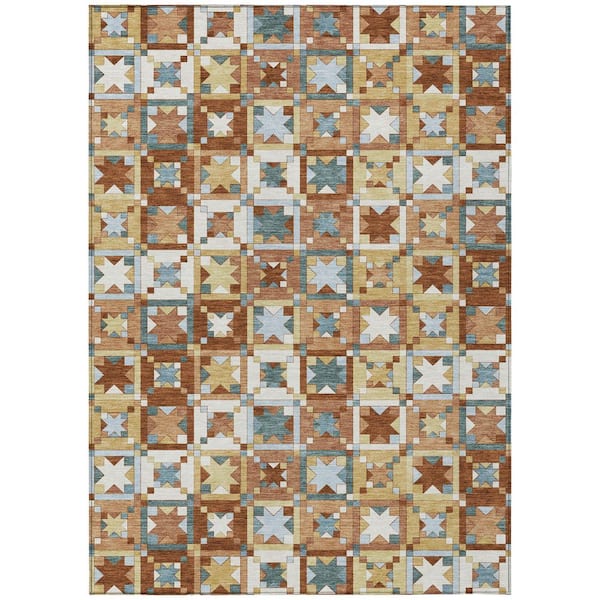 Chantille Machine Washable Indoor/Outdoor Abstract ACN2553 Paprika 5 ft. x 7 ft. 6 in. Area Rug