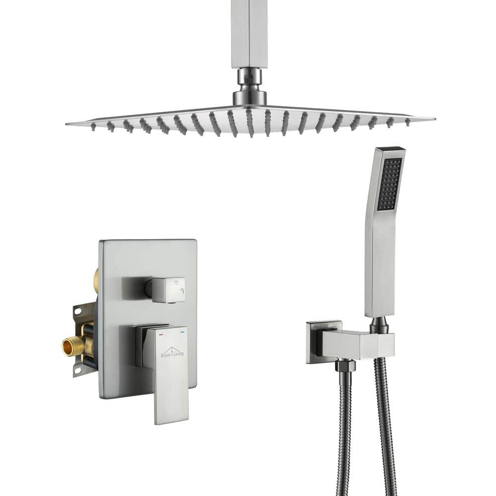 1-Spray Patterns with 2.5 GPM 10 in. Ceiling Mount Dual Shower Heads with P