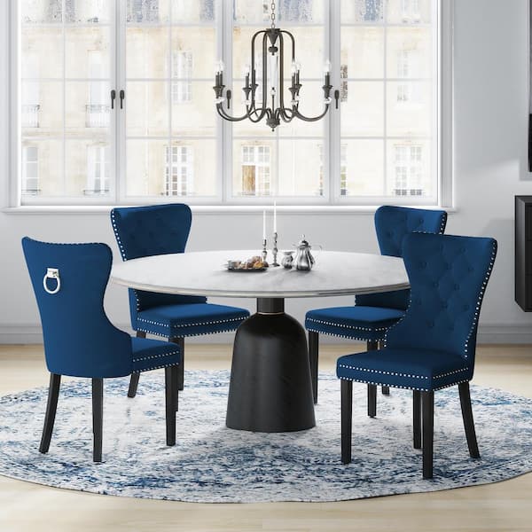 WESTINFURNITURE Brooklyn Royal Blue Tufted Velvet Dining Side Chair (Set of 4)
