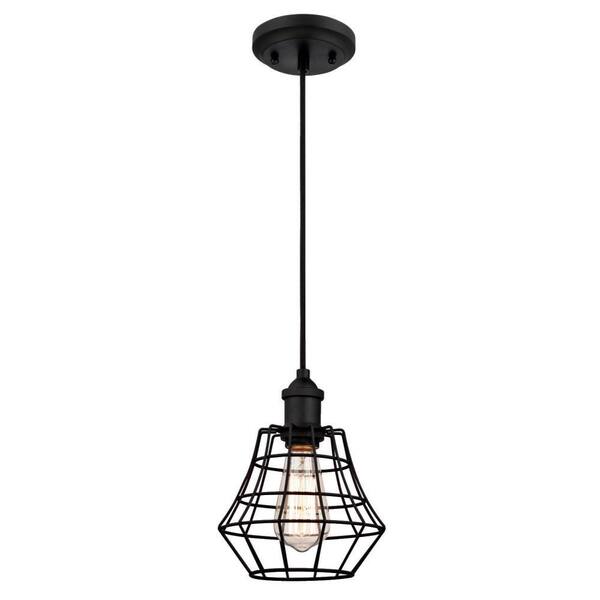 Westinghouse Nathaniel 1-Light Matte Black Mini Pendant with Cage Shade